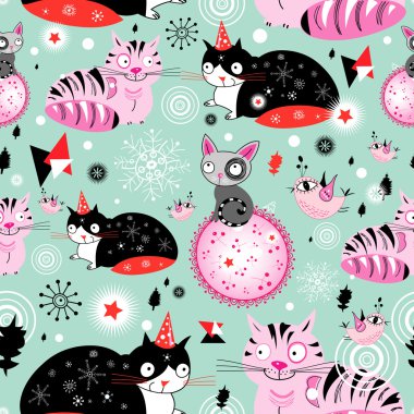 Texture of funny cats clipart