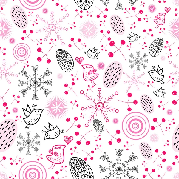 Textura de las bayas y copos de nieve — Archivo Imágenes Vectoriales