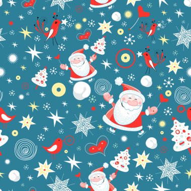 Winter pattern with Santa Claus clipart