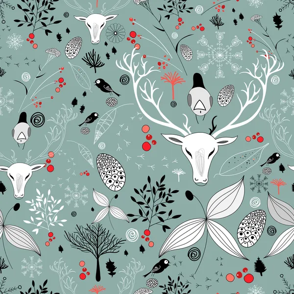 Beautiful texture with portraits of deer — Stock Vector