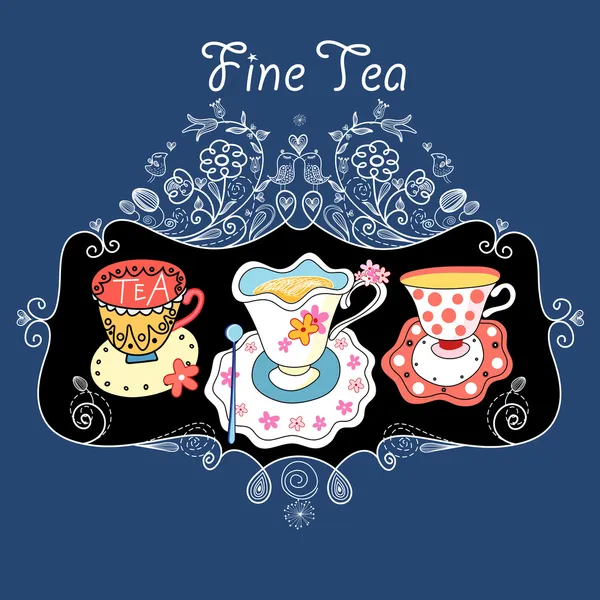 Красивый фон с чашкой чая — стоковый вектор
