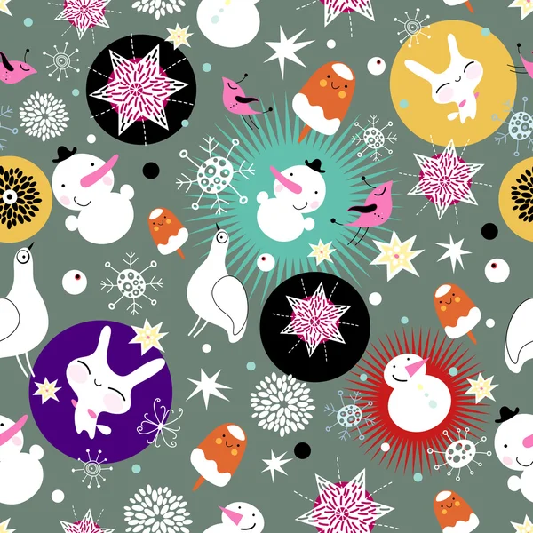 Vánoce s texturou, sněhuláci — Stockový vektor