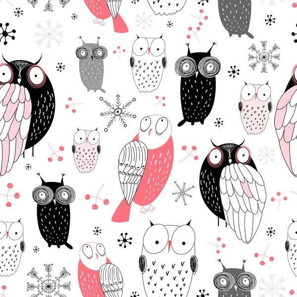 Graphic pattern of owls — Stock Vector