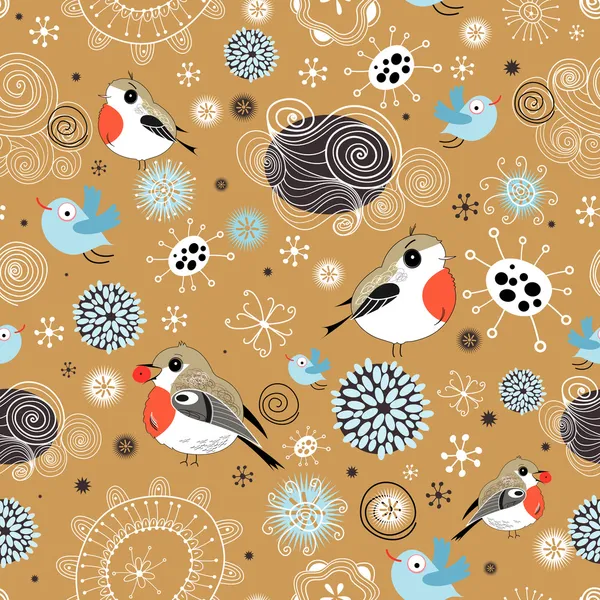 Schnee Textur mit Vögeln — Stockvektor