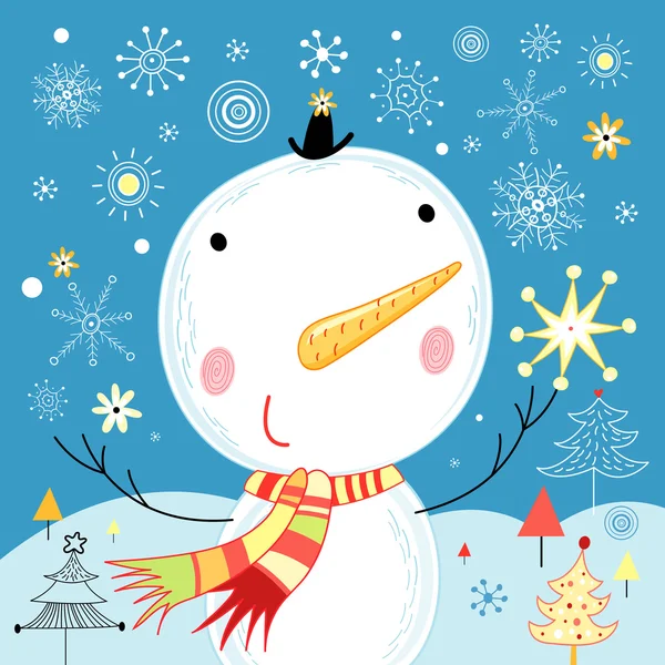 Jolly snowman — Stock Vector