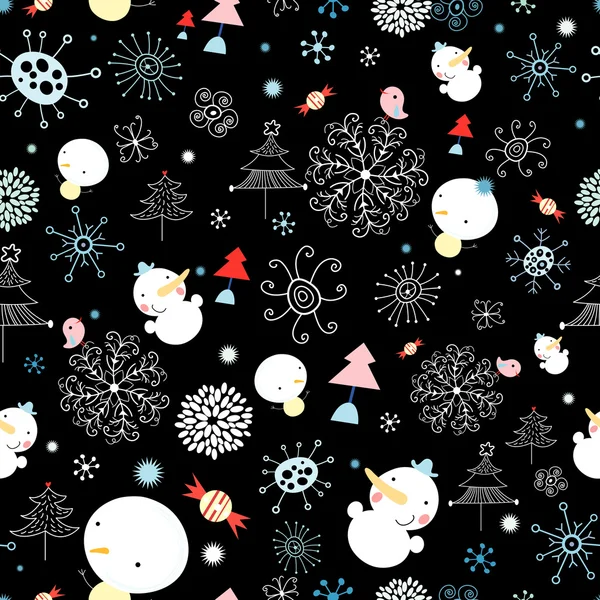 Textura de copos de nieve y muñecos de nieve — Archivo Imágenes Vectoriales