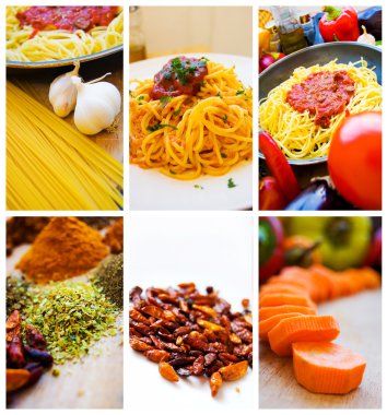 Food ingredients and pasta clipart