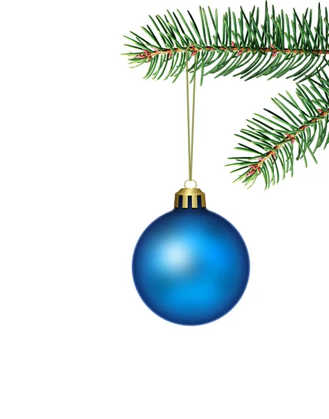 Blue christmas ball och gran gren — Stockfoto