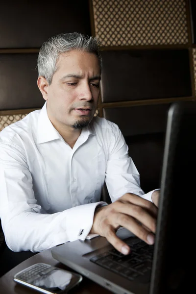 Portret van een knappe Indiase zakenman met grijze haren — Stockfoto