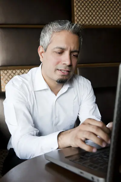 Ritratto di un bell'uomo d'affari indiano dai capelli grigi — Foto Stock