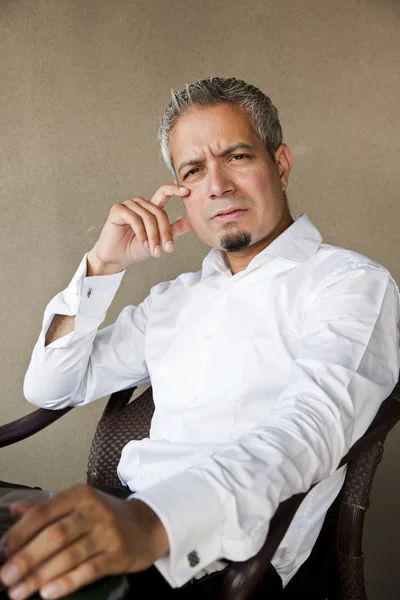 Portret van een knappe Indiase zakenman met grijze haren Stockfoto