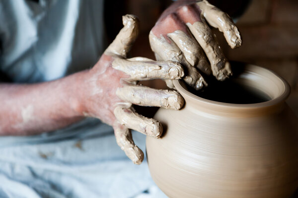 Potter making a terracotta vase