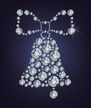 Christmas bell made from diamonds clipart