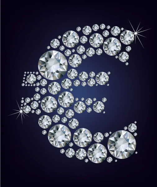 Símbolo del euro en diamantes. — Archivo Imágenes Vectoriales