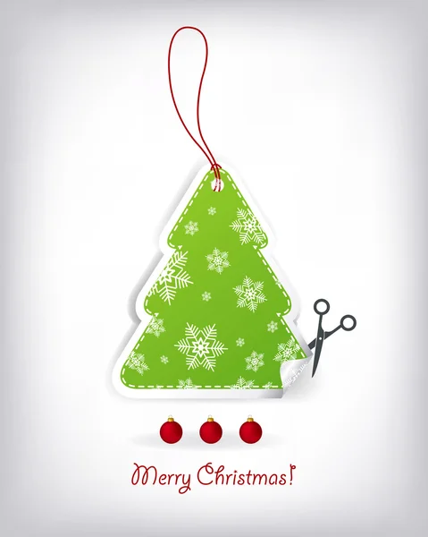 Χριστουγεννιάτικο δέντρο σε σχήμα προσκλήσεις με φιόγκο — Διανυσματικό Αρχείο