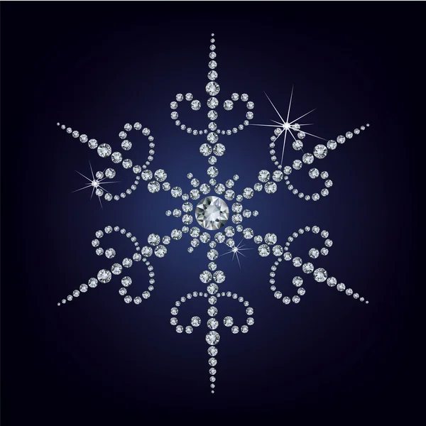 Snowflake made from diamonds. — Stock Vector