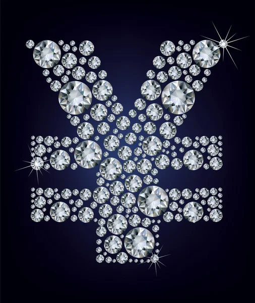 Символ иены в алмазы. — стоковый вектор