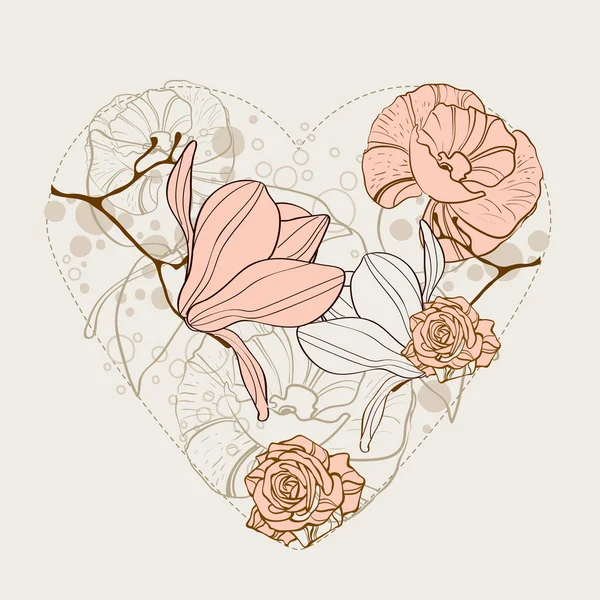 Όμορφη κάρτα με καρδιά — Διανυσματικό Αρχείο
