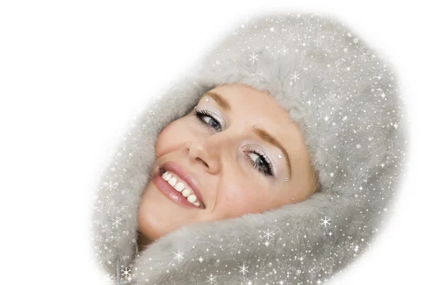 微笑在雪中的美丽 — 图库照片