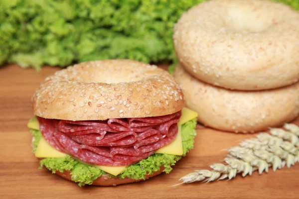 stock image Bagel with Salami