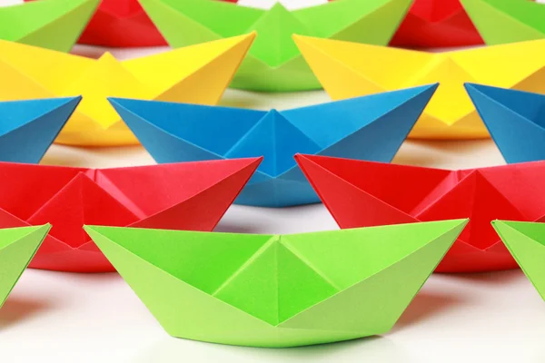 Colored paper boats — Stock Photo, Image