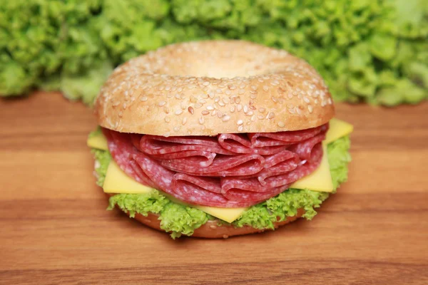 stock image Bagel with Salami