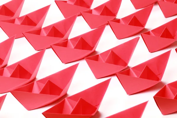 Red paper boats — Stock Photo, Image