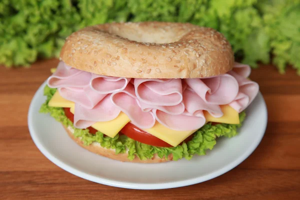 stock image Bagel with ham