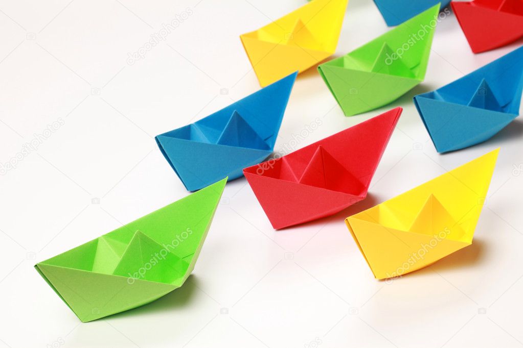 Colored paper boats