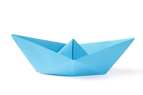 Blue paper boat — Stock Photo, Image