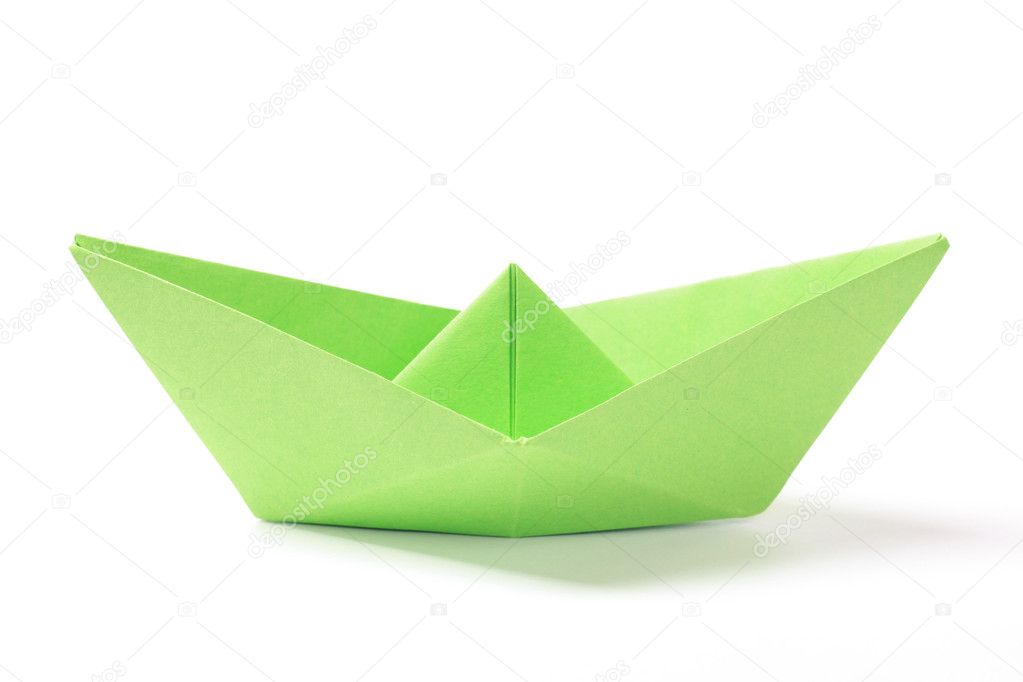 Green paper boat