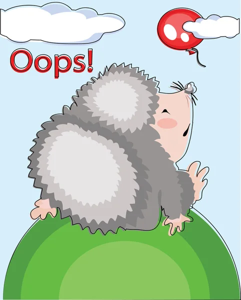 Hedgehog and flying balloon,oops. — Stock Vector