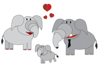 Elephants family clipart