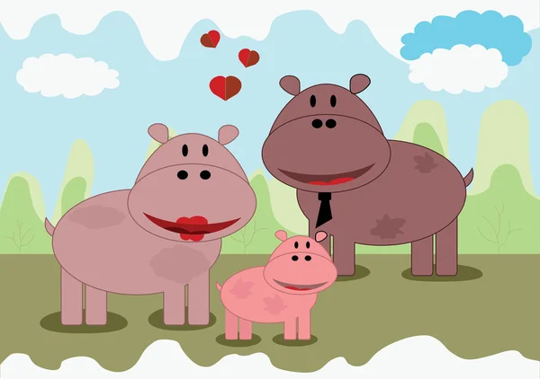 Rodzina hipopotam — Zdjęcie stockowe