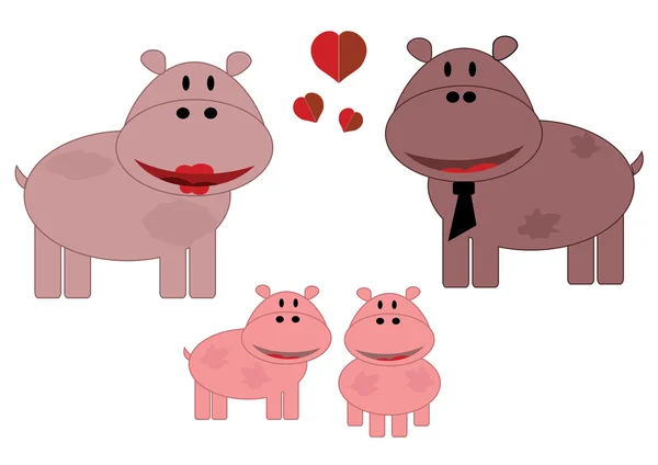 Hippo familie — Stockfoto