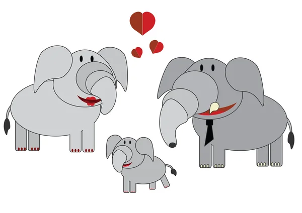 Elephants family — Stock Vector