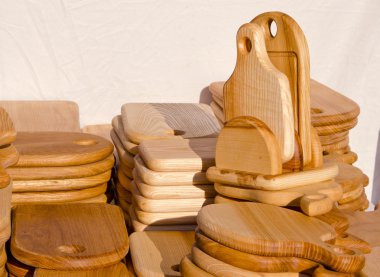 Wooden kitchen cutting boards. clipart