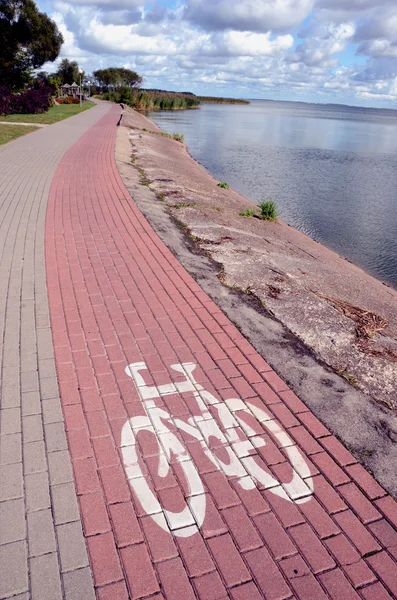Bisiklet yolu yakın göl. — Stok fotoğraf