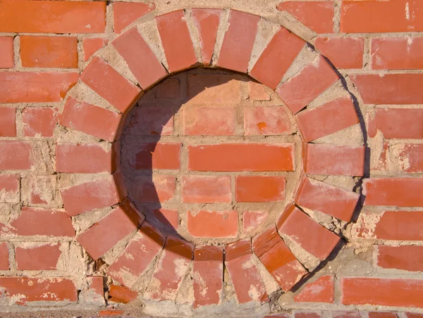 Τοίχο από τούβλα γύρο κύκλο λεπτομέρειες φόντο. — Φωτογραφία Αρχείου