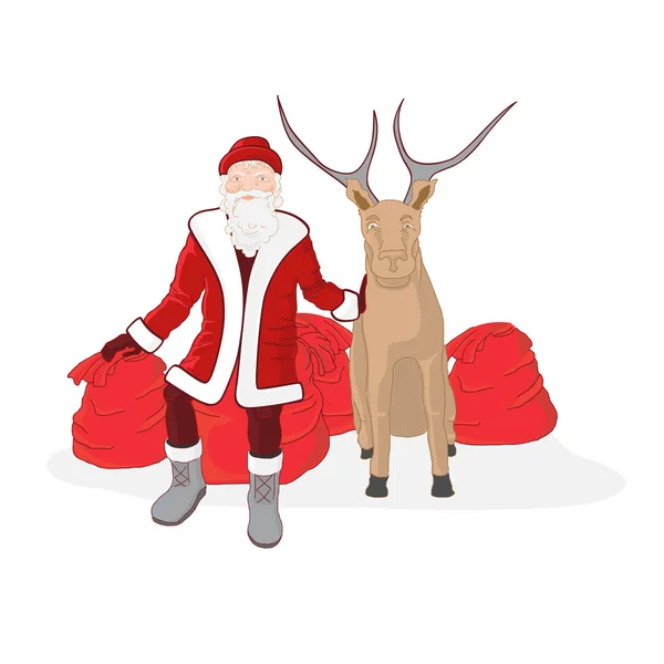 Санта-Клаус с оленями — стоковый вектор