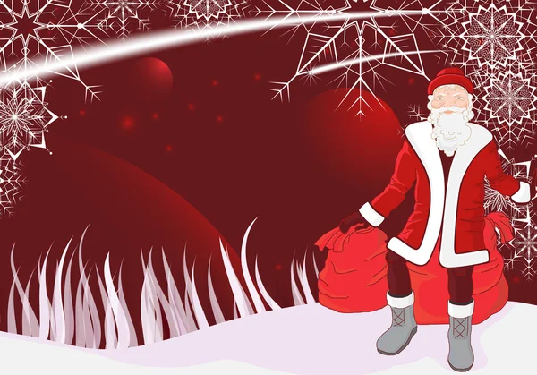 Weihnachtsmann mit Rentieren — Stockvektor