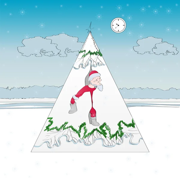 En tecknad med jultomten — Stock vektor