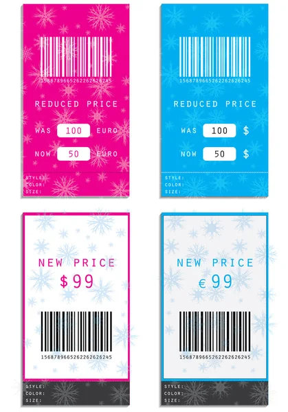 Étiquettes de prix avec flocons de neige - édition de Noël — Image vectorielle