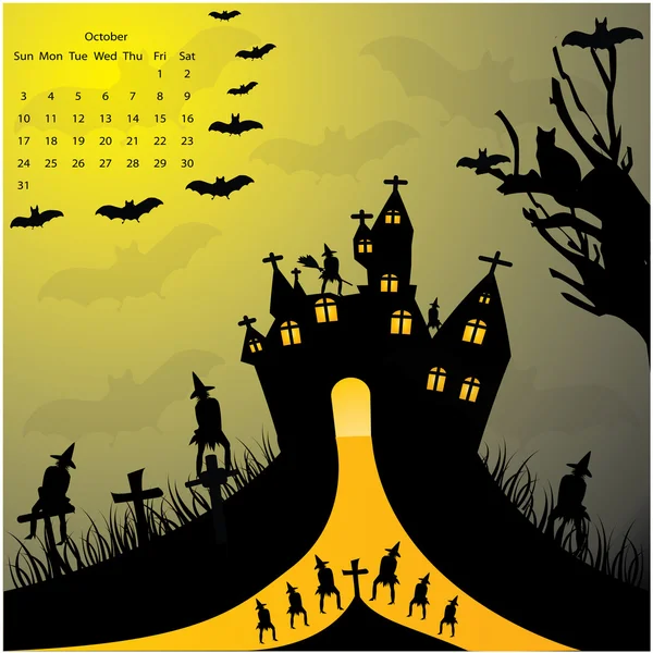 Halloween achtergrond met achtervolgd kasteel — Stockvector