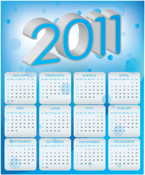 Diseño del calendario 2011 — Vector de stock