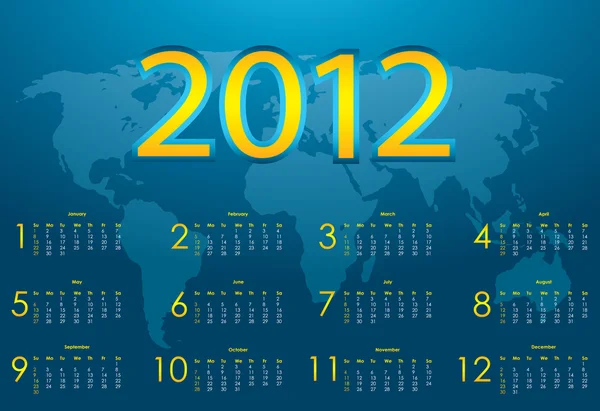 Календарь 2012 года на синем фоне — стоковый вектор