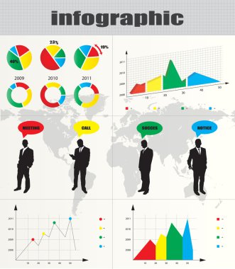 renkli Infographic ve işadamı siluet koleksiyonu