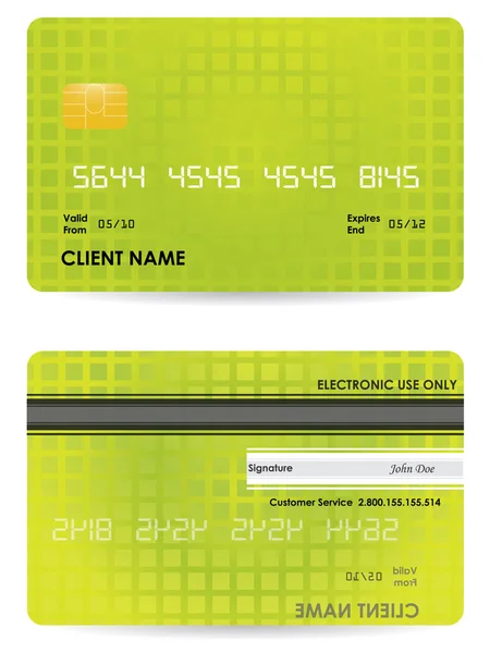 Cartão de crédito vetorial, vista frontal e traseira — Vetor de Stock