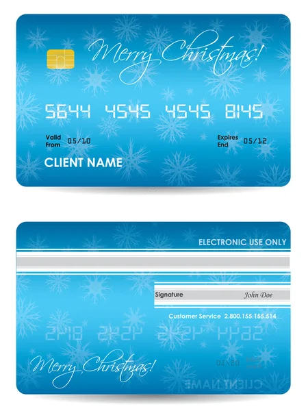Speciale carta di credito blu con disegno natalizio — Vettoriale Stock