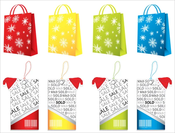 Speciale shopping tassen en prijskaartjes — Stockvector